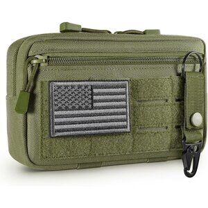 Green Tactical Molle Admin Pouch Utility Laser Cut EDC Tool Bag with Keychain